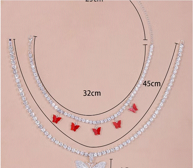 Red Butterfly 2pc Charm Necklace