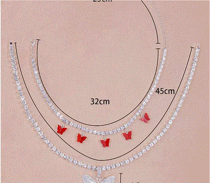 Red Butterfly 2pc Charm Necklace